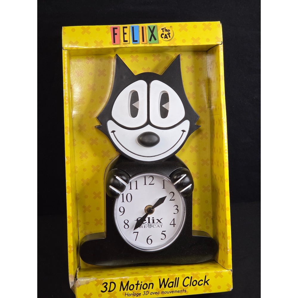 Felix the Cat 3D Motion Wall Clock NJ Croce Animated Eyes and Tail CL600 Box COA